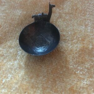 Decorative Black Metal Bowl with Horse and Shield Accent